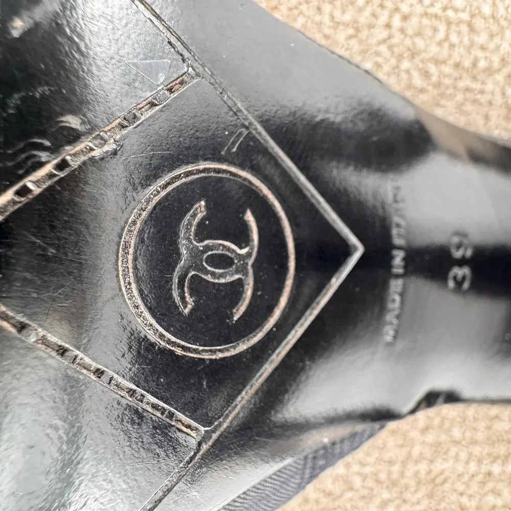 Chanel Travel Line Mules Canvas & Leather Pumps EUR 39 US 8.5
